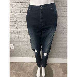 Rue 21 Premium Dark Blue Distressed Stretch Jeans Size 36/30